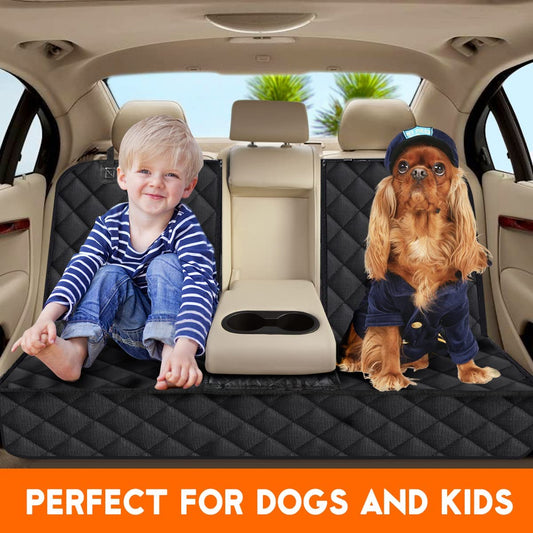 Premium Waterproof Dog Car Seat Cover - Non-Slip Back Seat Protector for Pets, Compatible with Most Cars, Trucks, and SUVs - Black