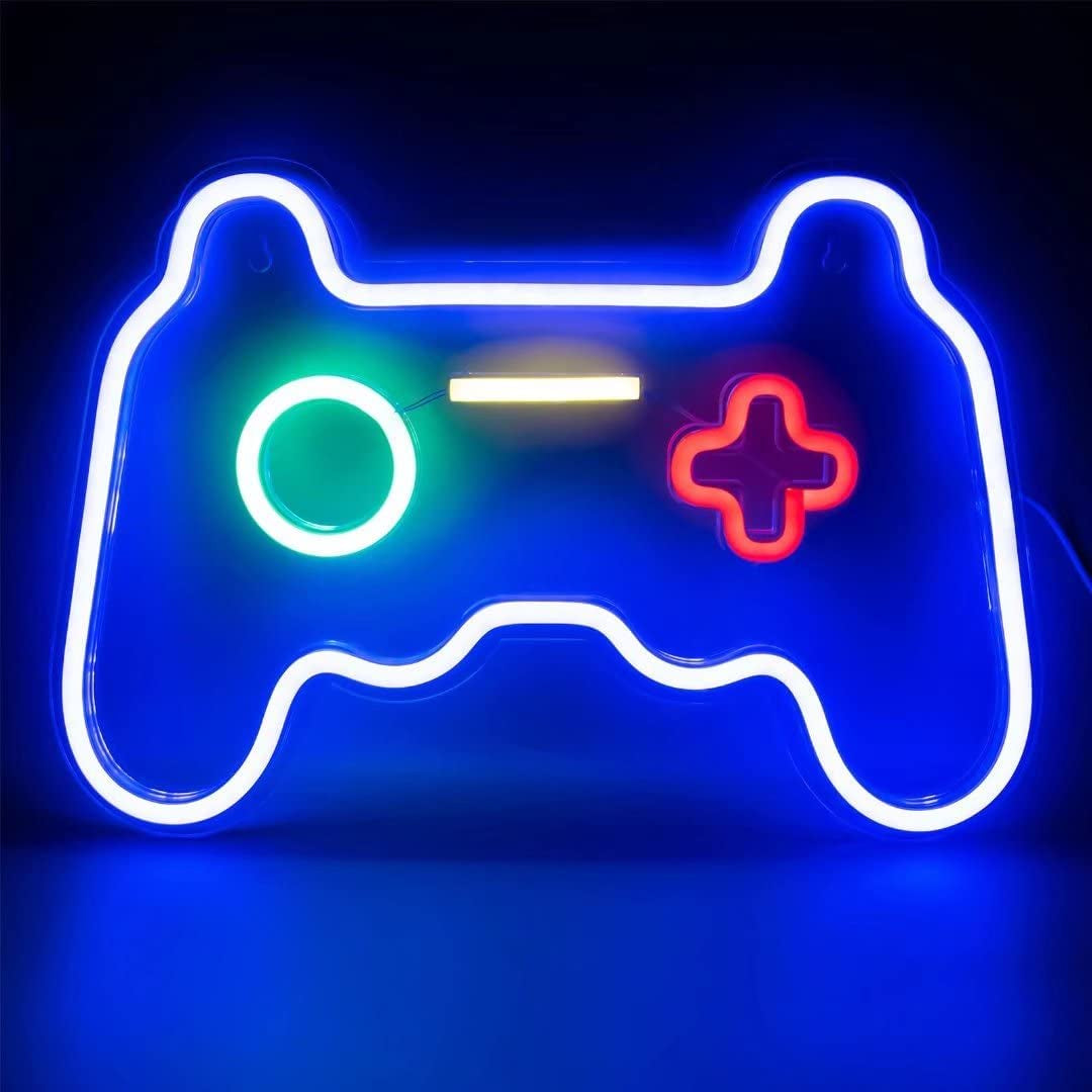 Neon Wall Signs for Bedroom and Gaming Room Decor, USB-Powered LED Game Controller Light, Ideal Gift for Teen Boys and Man Caves