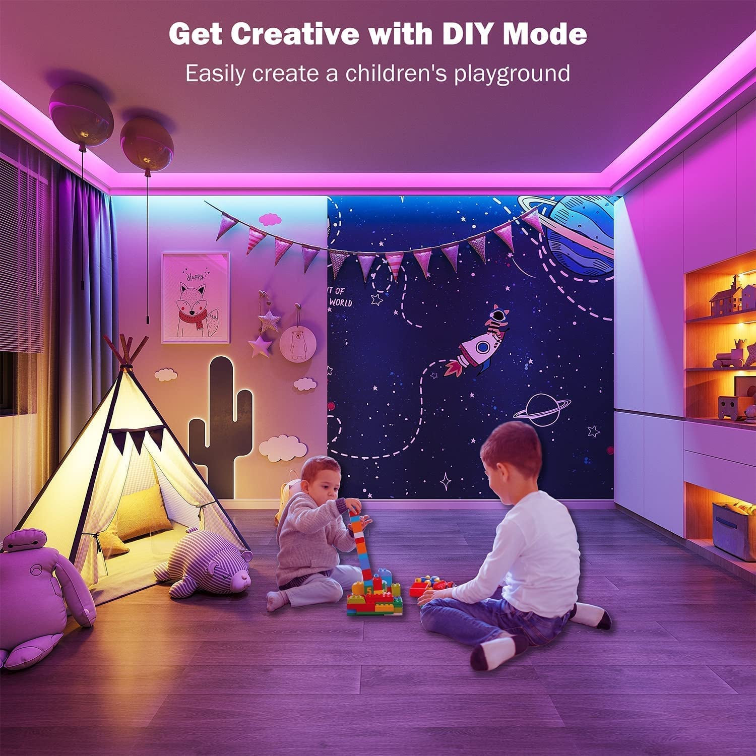 32.8ft Smart RGB LED Strip Lights with Bluetooth App Control and Music Sync, Remote-Enabled for Home and Bedroom Decoration