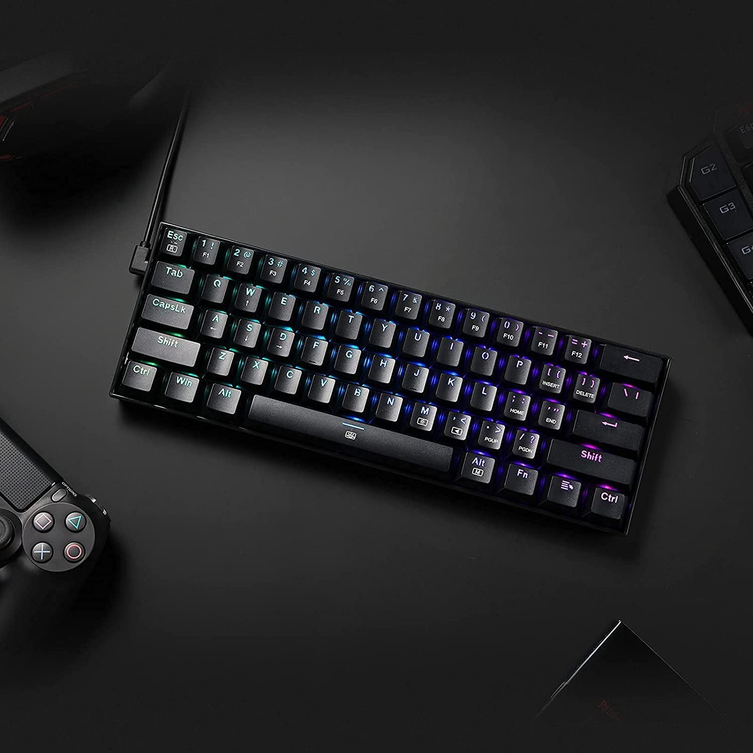 K630 Dragonborn 60% Wired RGB Mechanical Gaming Keyboard with 61 Keys, Tactile Brown Switches, and Professional Driver Support, Black