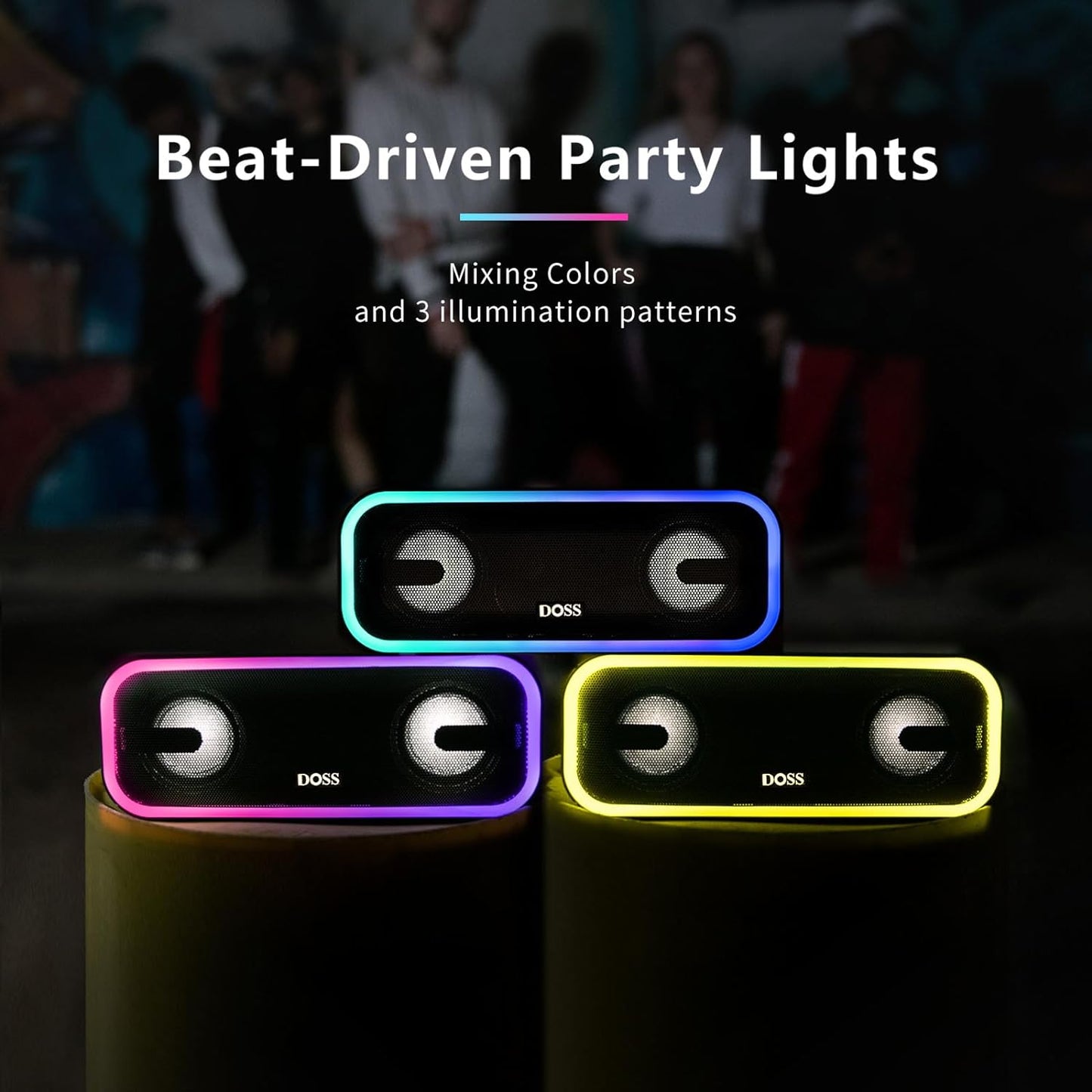 Soundbox Pro+ Bluetooth Speaker - 24W Stereo Sound with Enhanced Bass, IPX6 Waterproof Rating, 15 Hours Playtime, Colorful LED Lights - Ideal Gift for Adults, Men, and Women - Grey