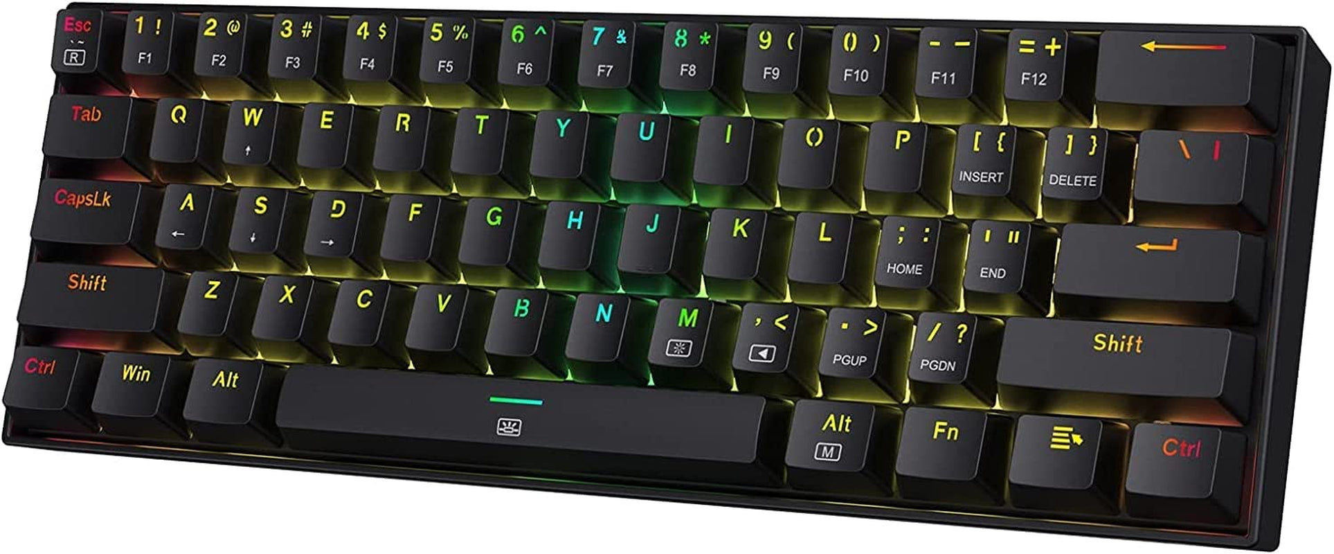 K630 Dragonborn 60% Wired RGB Mechanical Gaming Keyboard with 61 Keys, Tactile Brown Switches, and Professional Driver Support, Black