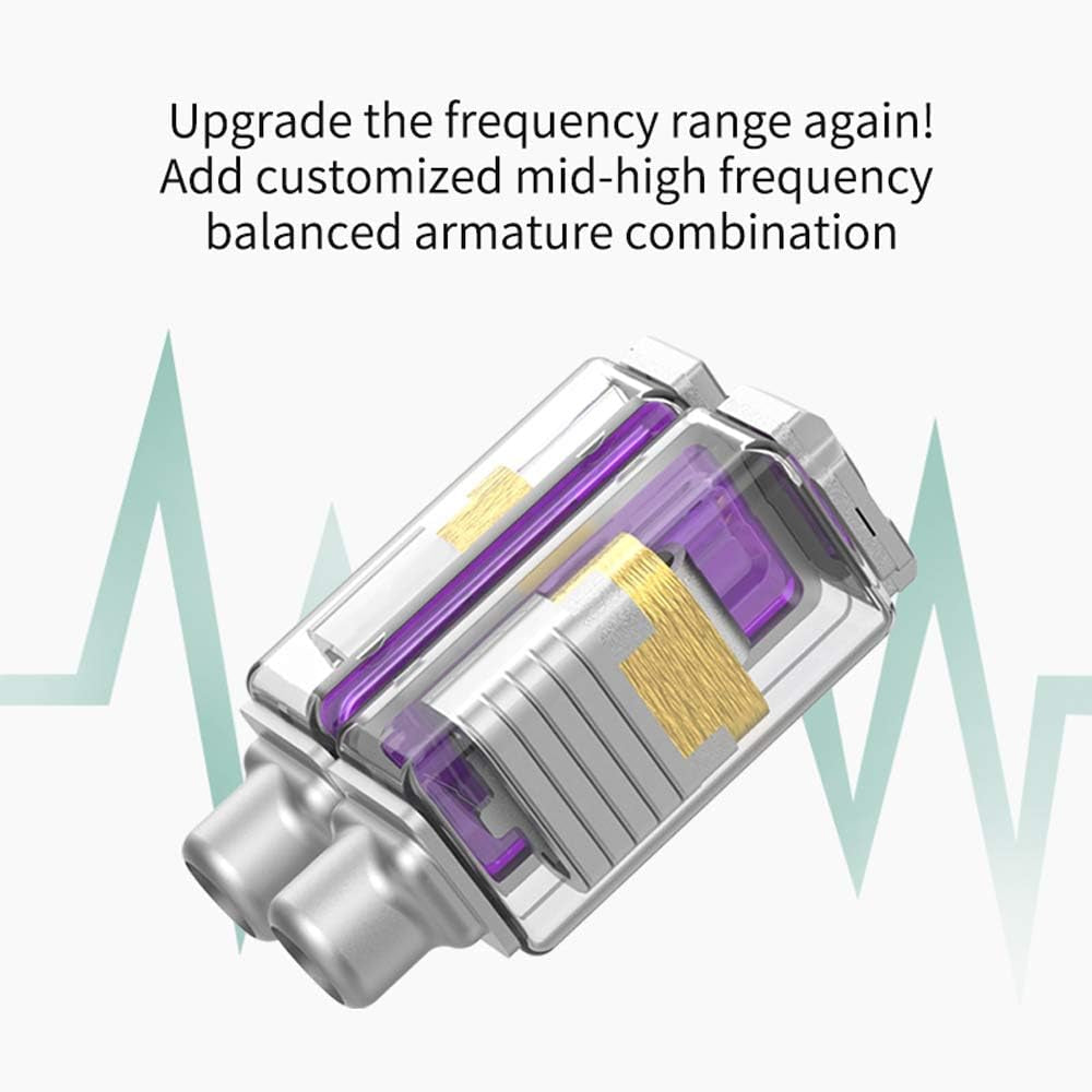 KZ ZSX 5BA+1DD Hybrid In-Ear Hi-Fi Earphones with Zinc Alloy Faceplate and Recessed 2-Pin Detachable Cable for Audiophiles (Without Microphone, Purple)