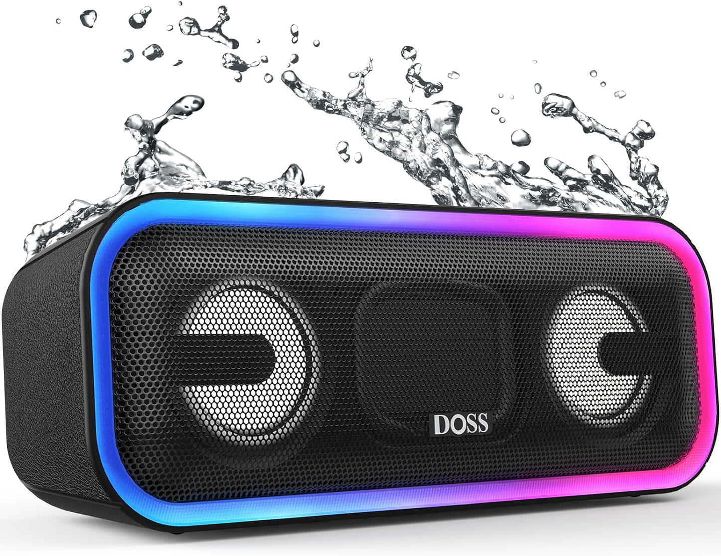 Soundbox Pro+ Bluetooth Speaker - 24W Stereo Sound with Enhanced Bass, IPX6 Waterproof Rating, 15 Hours Playtime, Colorful LED Lights - Ideal Gift for Adults, Men, and Women - Grey
