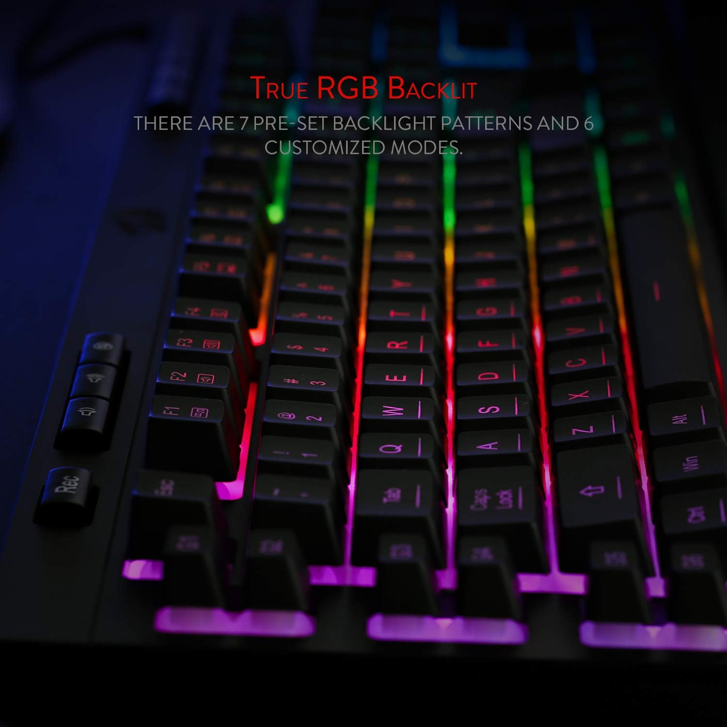K512 Shiva RGB Backlit Gaming Keyboard with Multimedia Keys, Quiet Mechanical Feel, 6 Programmable Macro Keys, Dedicated Media Controls, and Detachable Wrist Rest