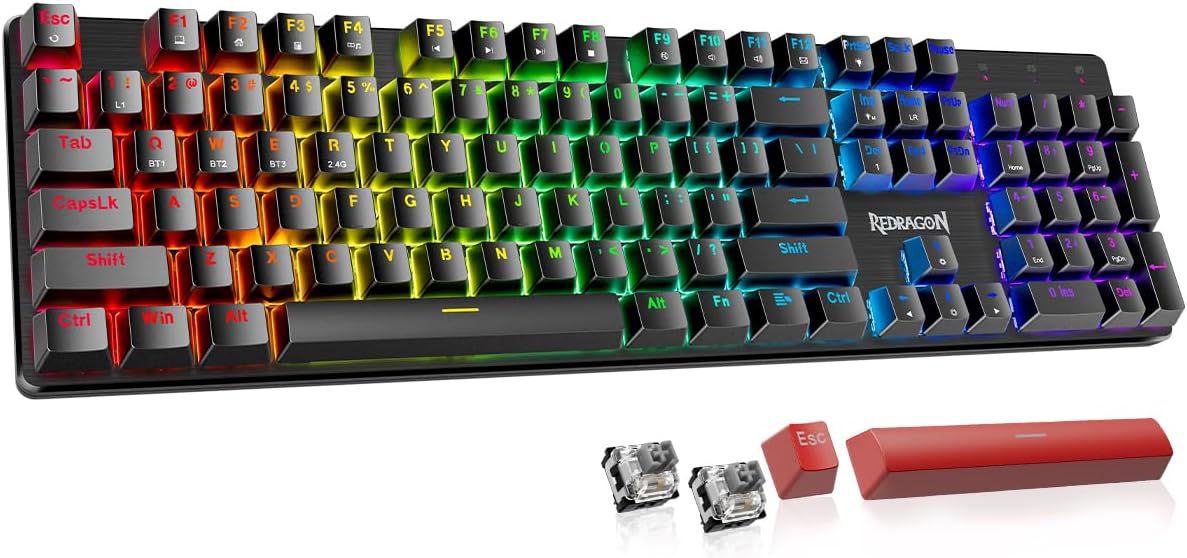K512 Shiva RGB Backlit Gaming Keyboard with Multimedia Keys, Quiet Mechanical Feel, 6 Programmable Macro Keys, Dedicated Media Controls, and Detachable Wrist Rest
