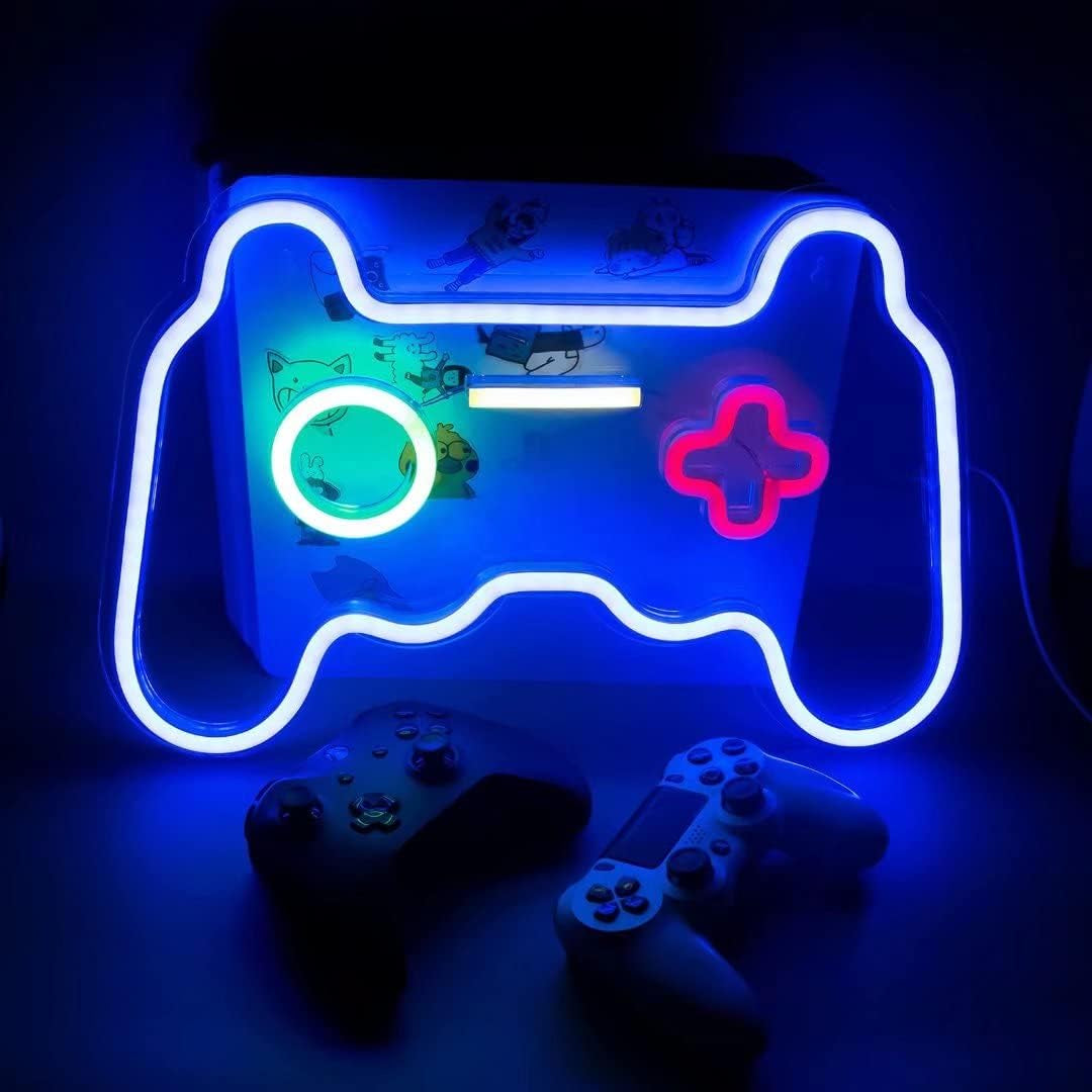 Neon Wall Signs for Bedroom and Gaming Room Decor, USB-Powered LED Game Controller Light, Ideal Gift for Teen Boys and Man Caves