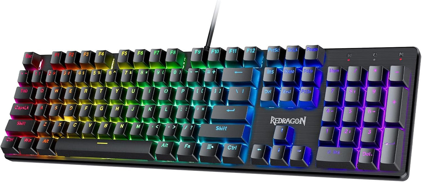 K512 Shiva RGB Backlit Gaming Keyboard with Multimedia Keys, Quiet Mechanical Feel, 6 Programmable Macro Keys, Dedicated Media Controls, and Detachable Wrist Rest