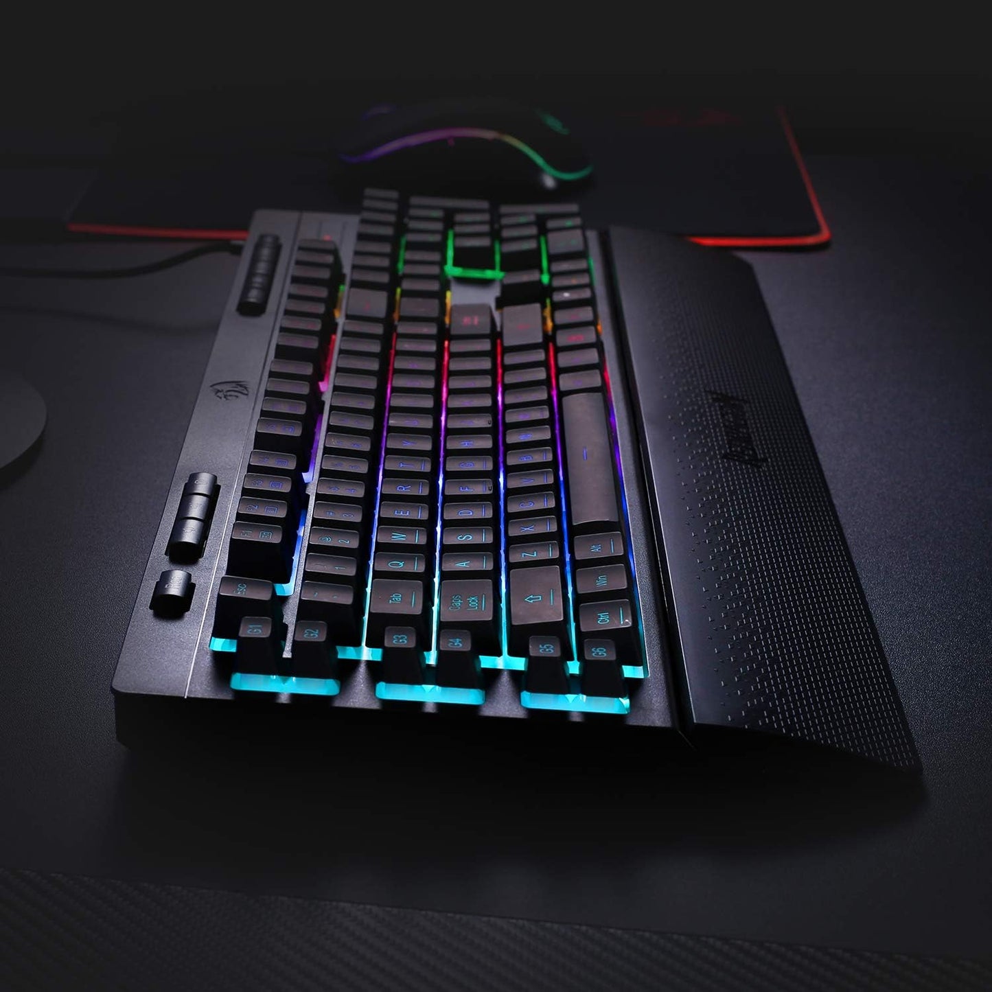 K512 Shiva RGB Backlit Gaming Keyboard with Multimedia Keys, Quiet Mechanical Feel, 6 Programmable Macro Keys, Dedicated Media Controls, and Detachable Wrist Rest