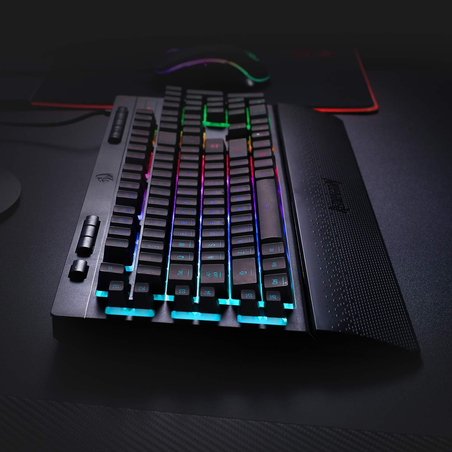 K512 Shiva RGB Backlit Gaming Keyboard with Multimedia Keys, Quiet Mechanical Feel, 6 Programmable Macro Keys, Dedicated Media Controls, and Detachable Wrist Rest