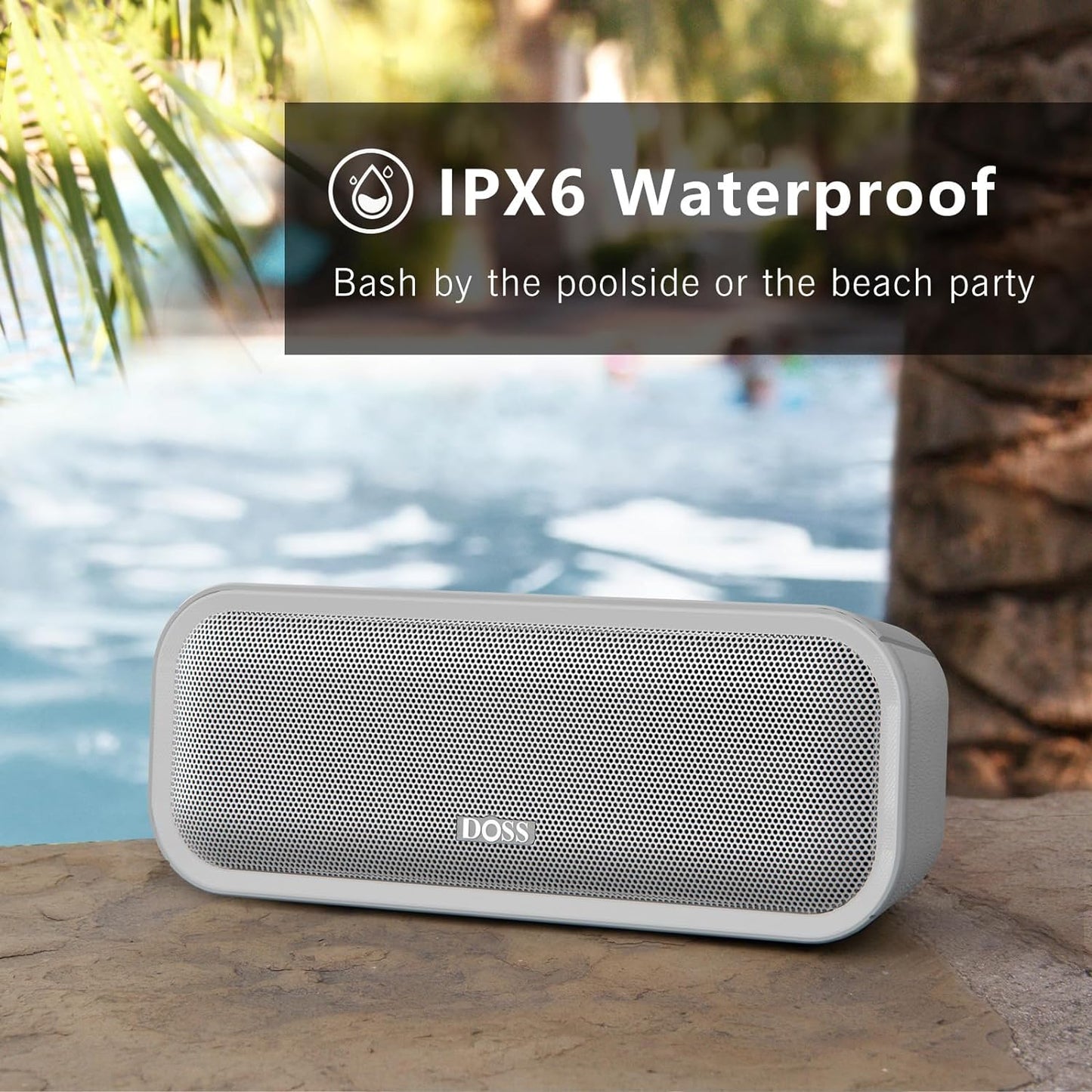 Soundbox Pro+ Bluetooth Speaker - 24W Stereo Sound with Enhanced Bass, IPX6 Waterproof Rating, 15 Hours Playtime, Colorful LED Lights - Ideal Gift for Adults, Men, and Women - Grey