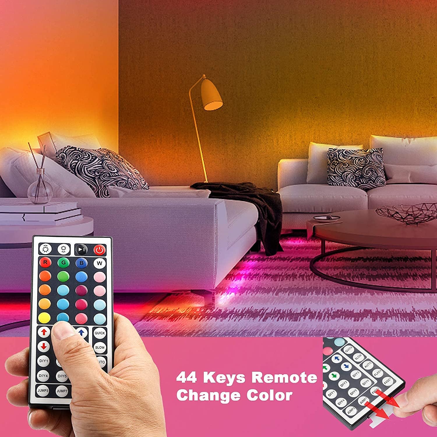 32.8Ft RGB LED Strip Lights with Remote Control for Bedroom and Home Decor