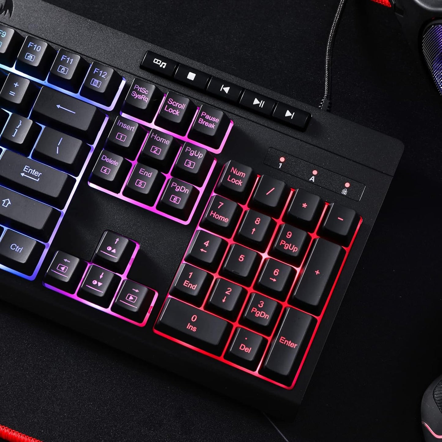 K512 Shiva RGB Backlit Gaming Keyboard with Multimedia Keys, Quiet Mechanical Feel, 6 Programmable Macro Keys, Dedicated Media Controls, and Detachable Wrist Rest