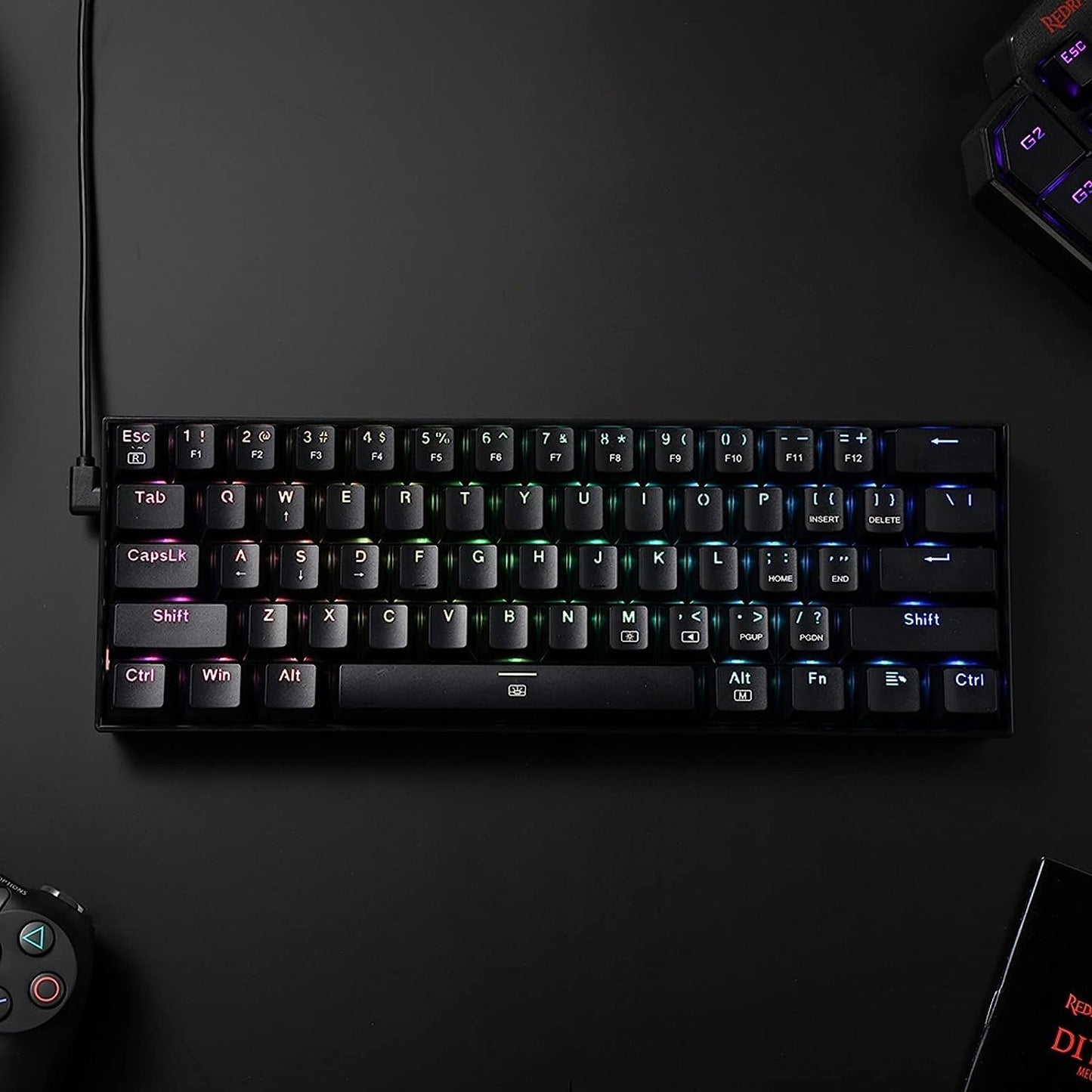 K630 Dragonborn 60% Wired RGB Mechanical Gaming Keyboard with 61 Keys, Tactile Brown Switches, and Professional Driver Support, Black