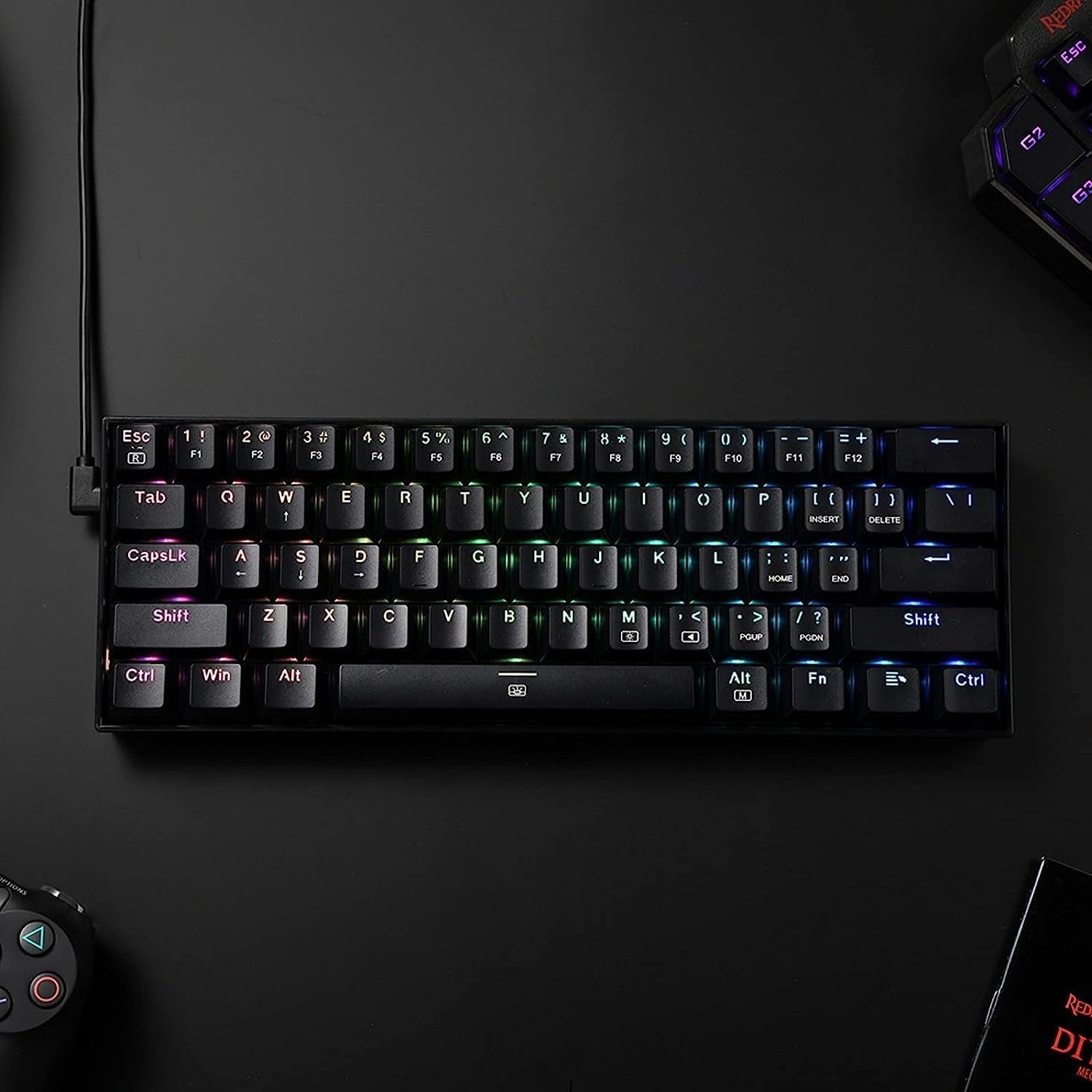 K630 Dragonborn 60% Wired RGB Mechanical Gaming Keyboard with 61 Keys, Tactile Brown Switches, and Professional Driver Support, Black