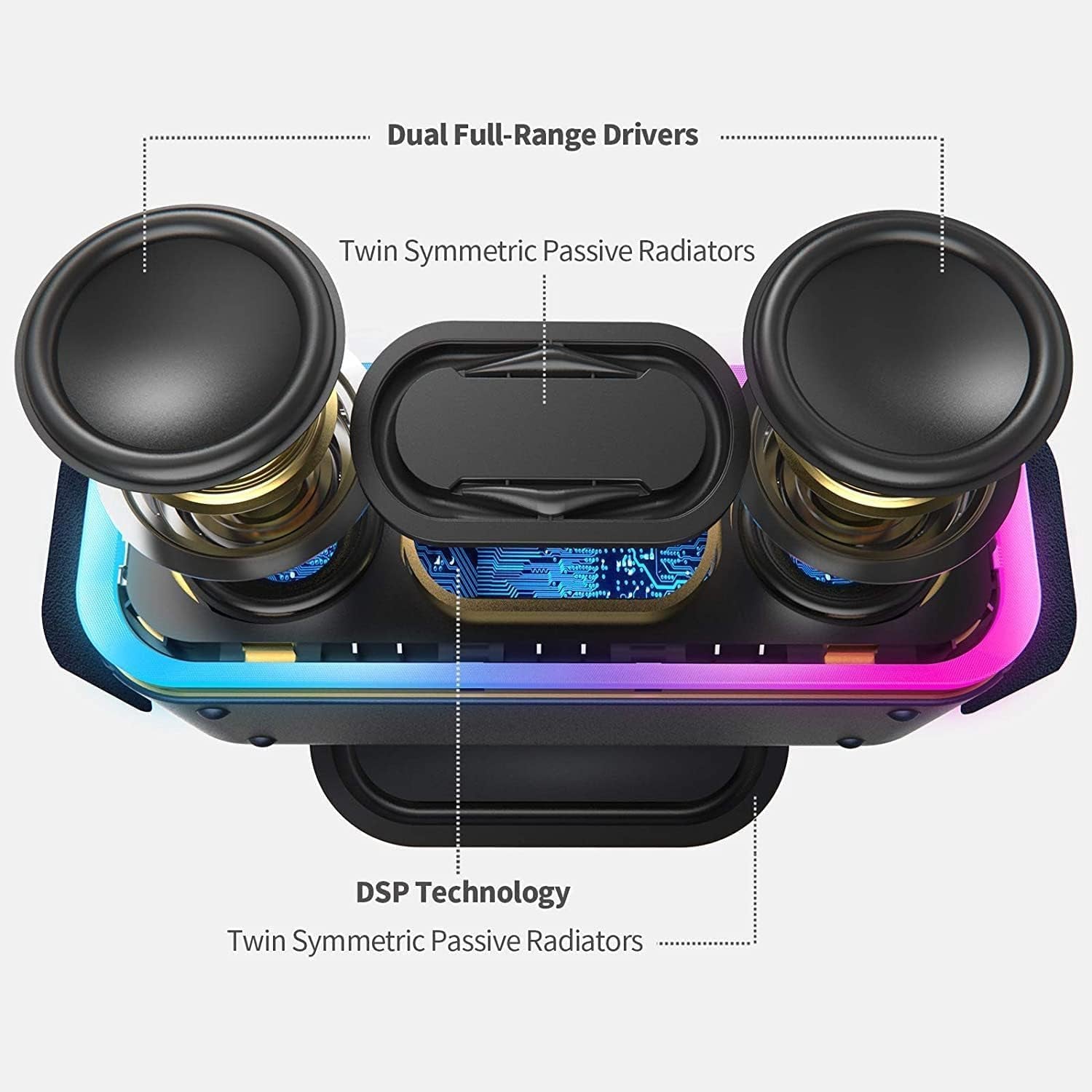 Soundbox Pro+ Bluetooth Speaker - 24W Stereo Sound with Enhanced Bass, IPX6 Waterproof Rating, 15 Hours Playtime, Colorful LED Lights - Ideal Gift for Adults, Men, and Women - Grey