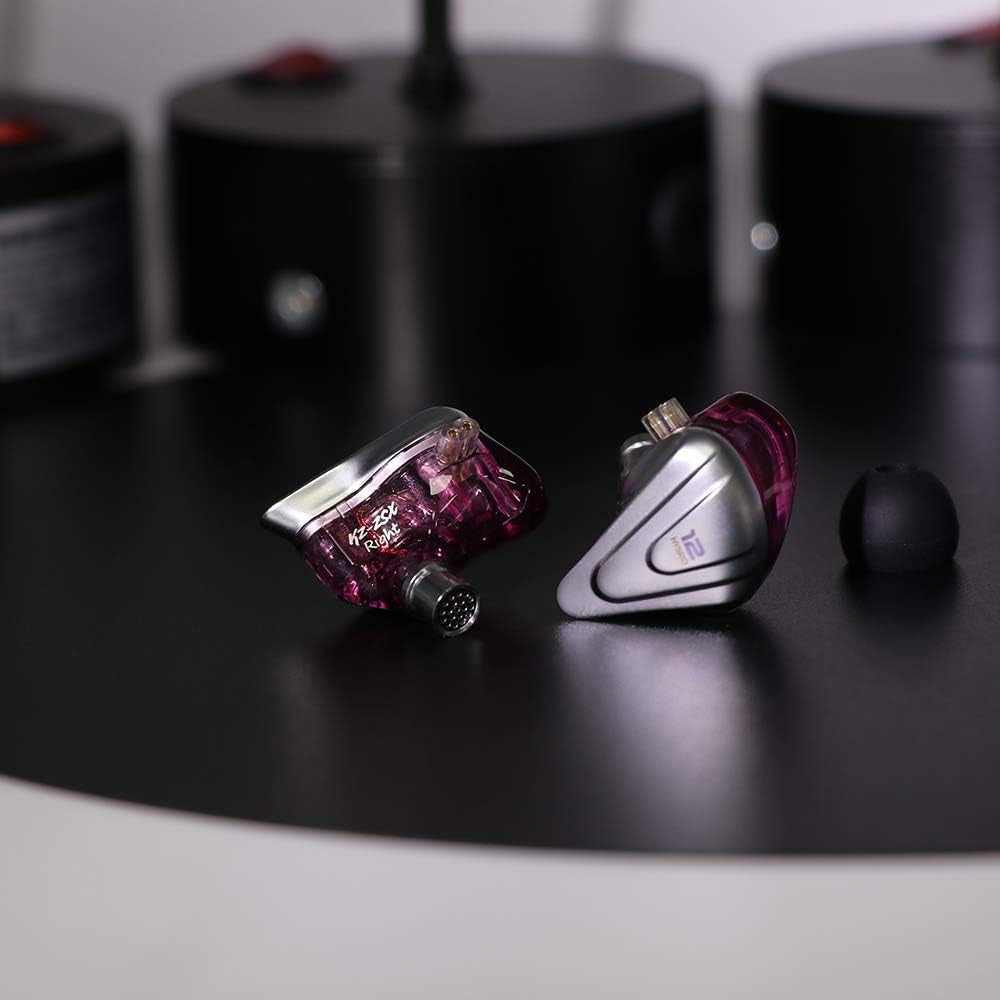 KZ ZSX 5BA+1DD Hybrid In-Ear Hi-Fi Earphones with Zinc Alloy Faceplate and Recessed 2-Pin Detachable Cable for Audiophiles (Without Microphone, Purple)
