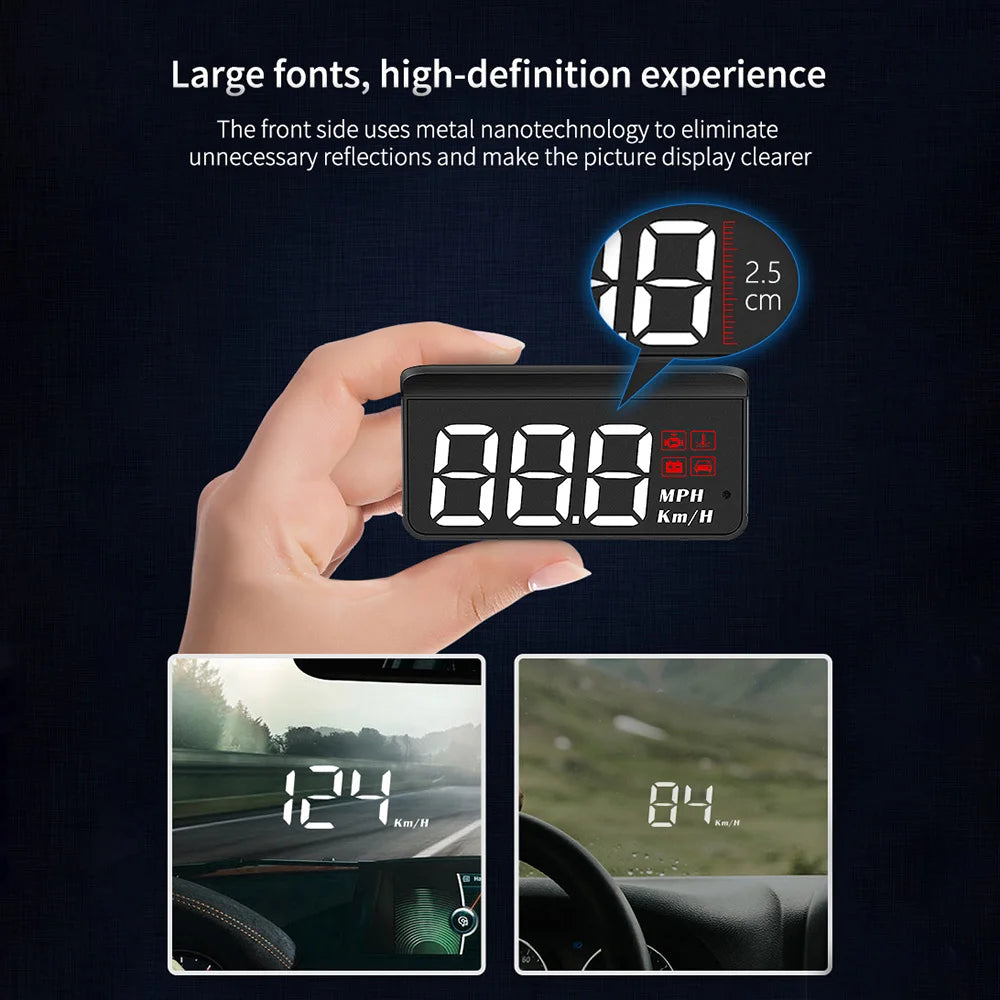 Revolutionize Your Driving Experience with the New Car OBD2 HUD Head-Up Display - Speedometer & On-Board Computer for Ultimate Vehicle Monitoring