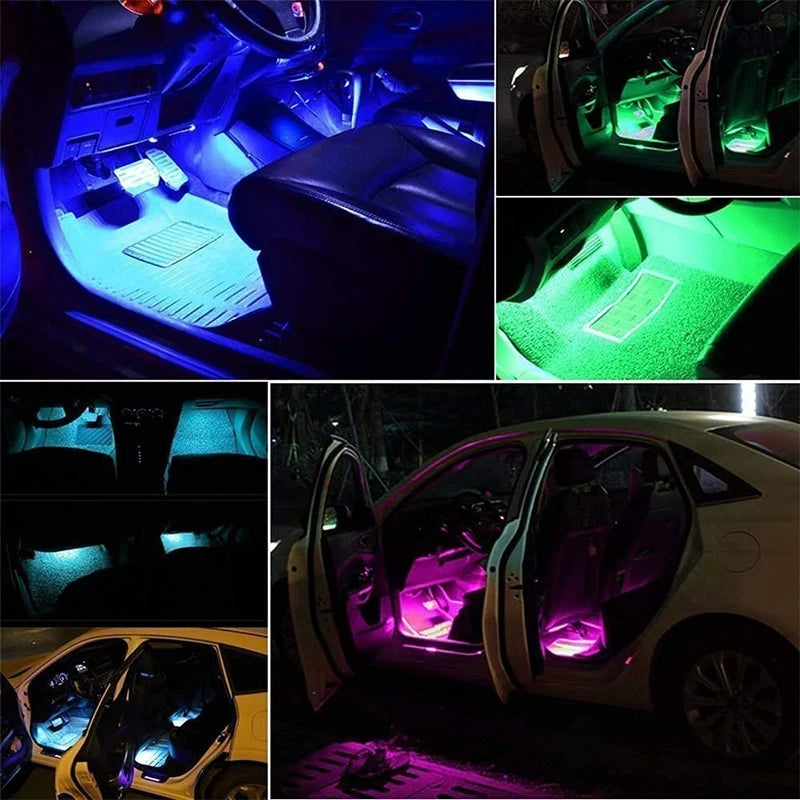 Transform Your Car with Colorful LED RGB Atmosphere Strip Lights – Remote & Voice Control for Ultimate Ambiance