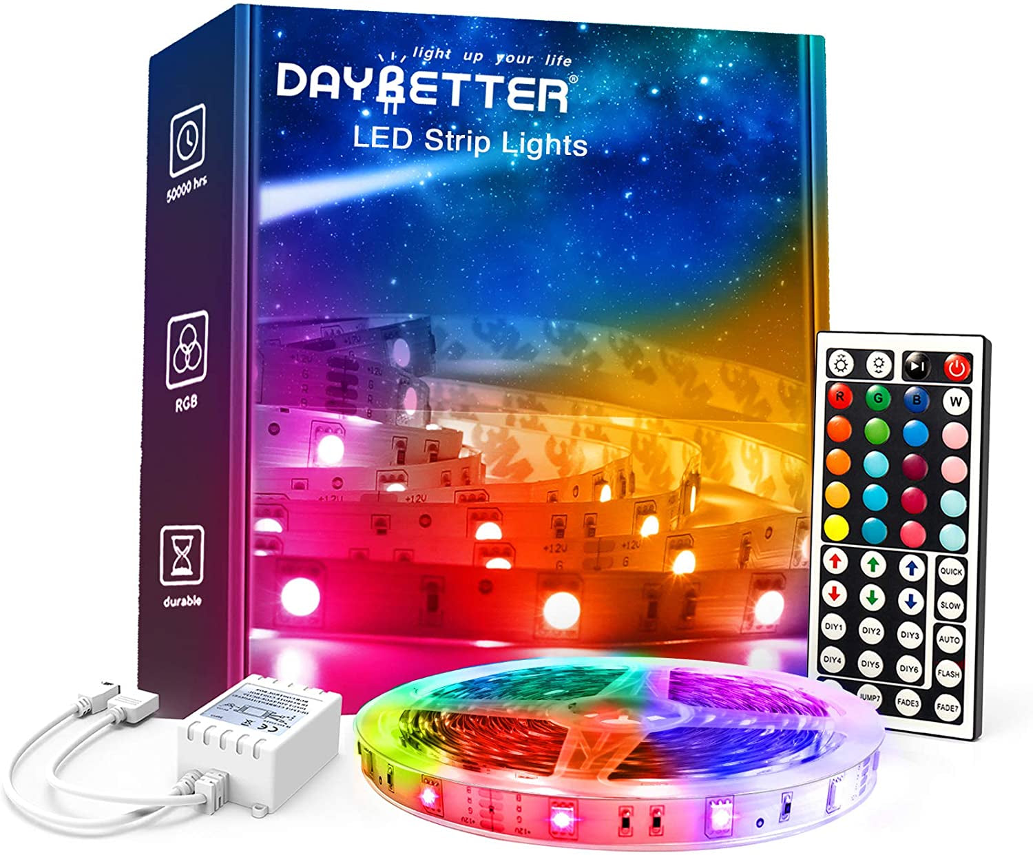 32.8Ft RGB LED Strip Lights with Remote Control for Bedroom and Home Decor