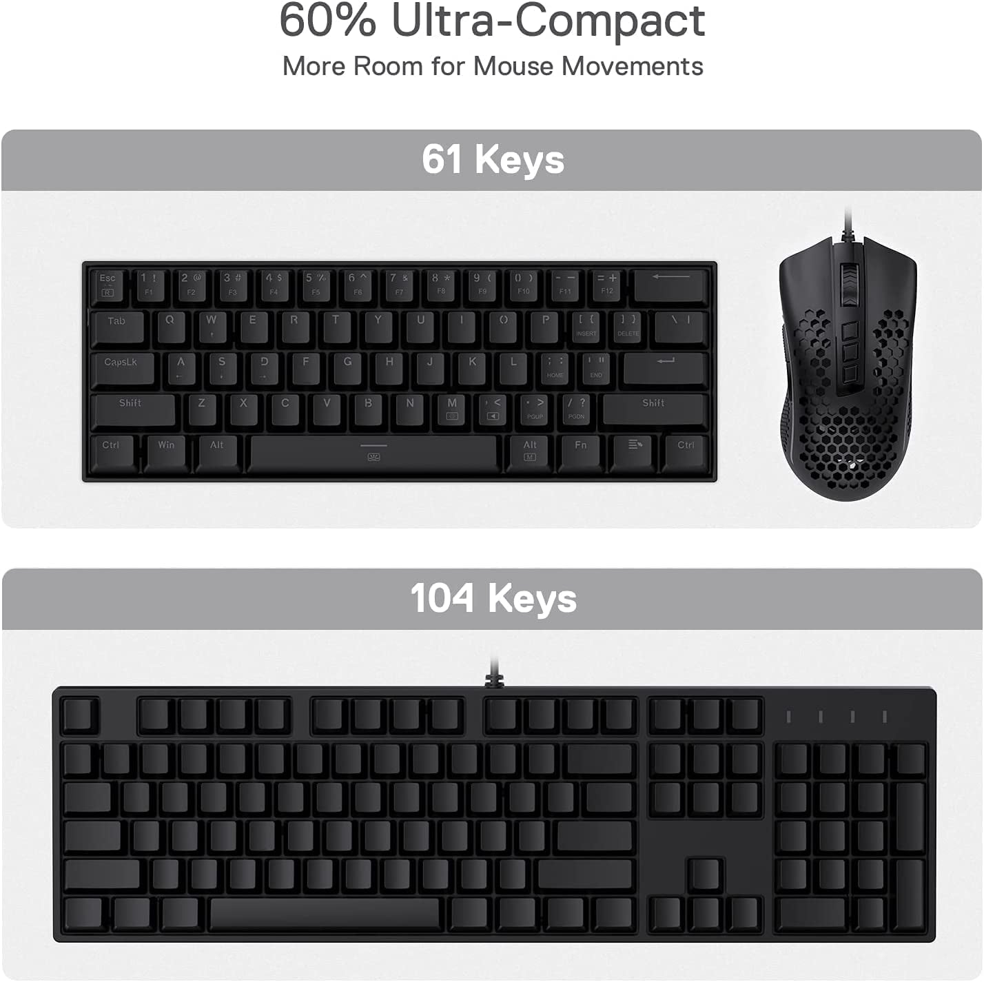 K630 Dragonborn 60% Wired RGB Mechanical Gaming Keyboard with 61 Keys, Tactile Brown Switches, and Professional Driver Support, Black