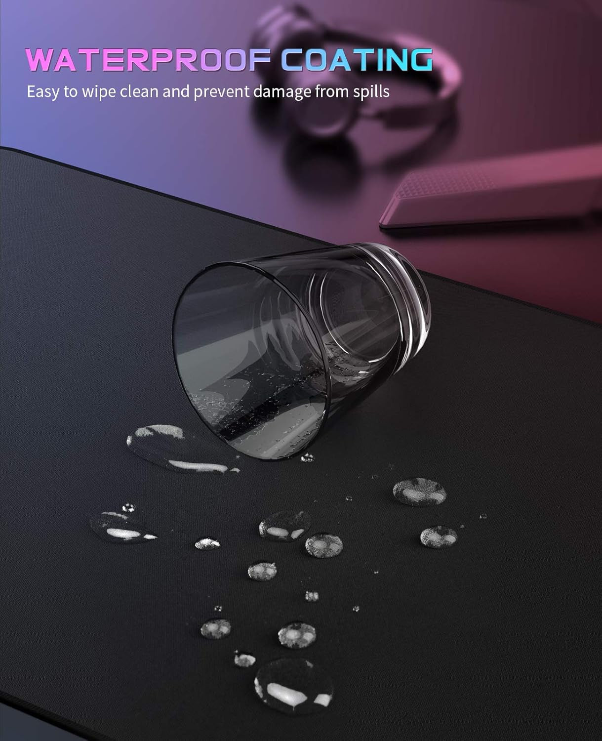 Extended Large Gaming Mouse Pad - Superior Micro-Weave Cloth, Waterproof Keyboard Pad with Stitched Edges, Non-Slip Base, 31.5 x 11.8 Inches, XL, Black