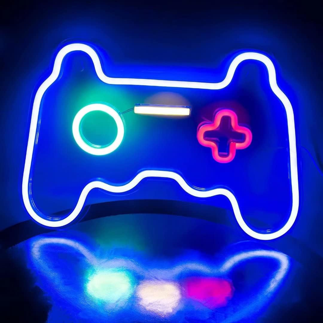 Neon Wall Signs for Bedroom and Gaming Room Decor, USB-Powered LED Game Controller Light, Ideal Gift for Teen Boys and Man Caves