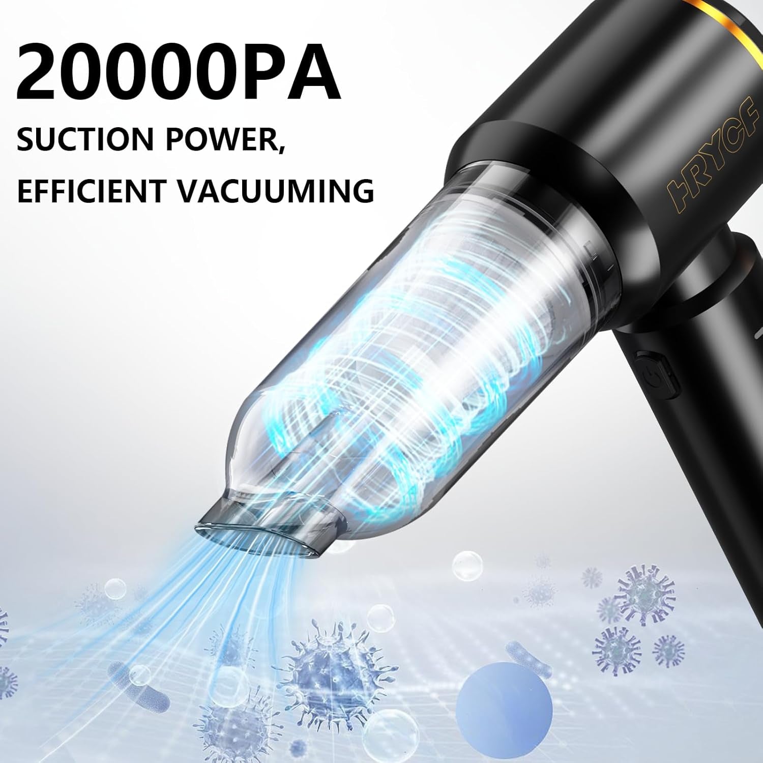 4-in-1 High-Power Portable Handheld Vacuum Cleaner with Brushless Motor - 20,000 PA Suction, Rechargeable, Includes Air Blower and Pump - Black