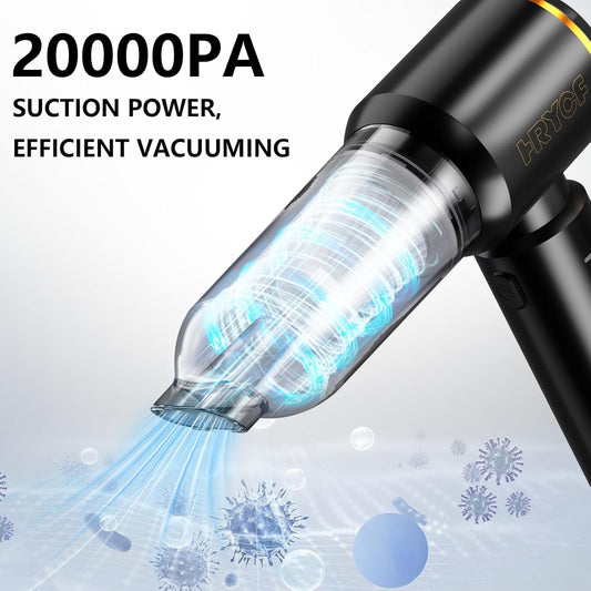 4-in-1 High-Power Portable Handheld Vacuum Cleaner with Brushless Motor - 20,000 PA Suction, Rechargeable, Includes Air Blower and Pump - Black