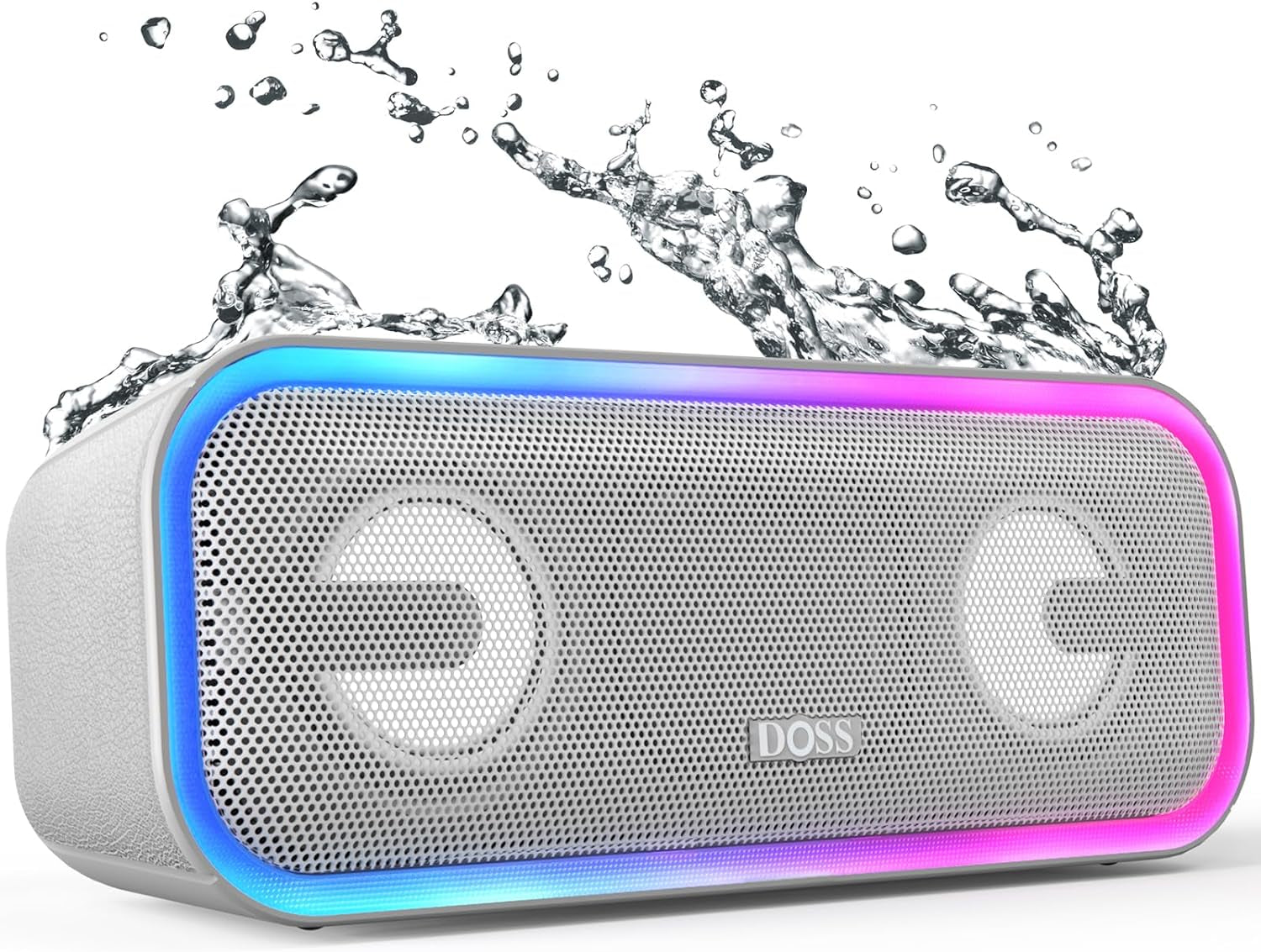 Soundbox Pro+ Bluetooth Speaker - 24W Stereo Sound with Enhanced Bass, IPX6 Waterproof Rating, 15 Hours Playtime, Colorful LED Lights - Ideal Gift for Adults, Men, and Women - Grey