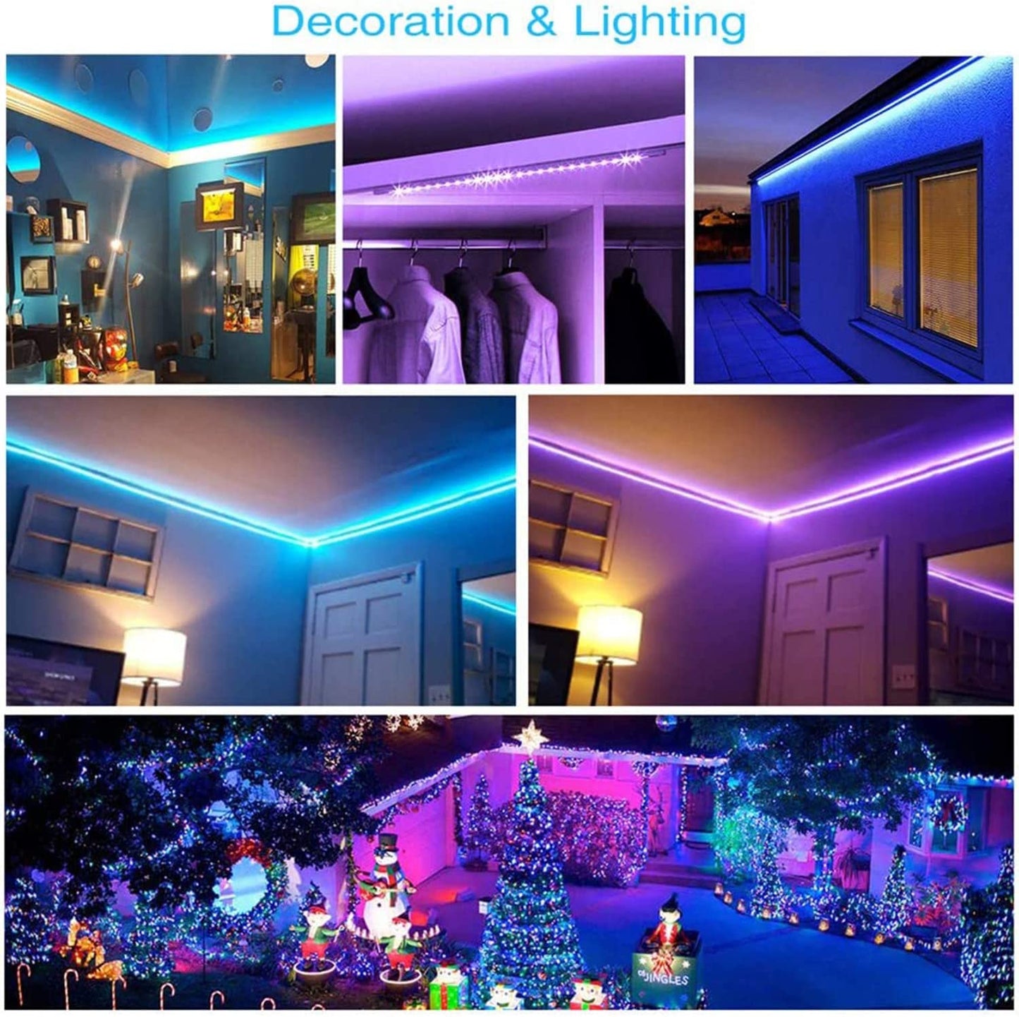 32.8Ft RGB LED Strip Lights with Remote Control for Bedroom and Home Decor