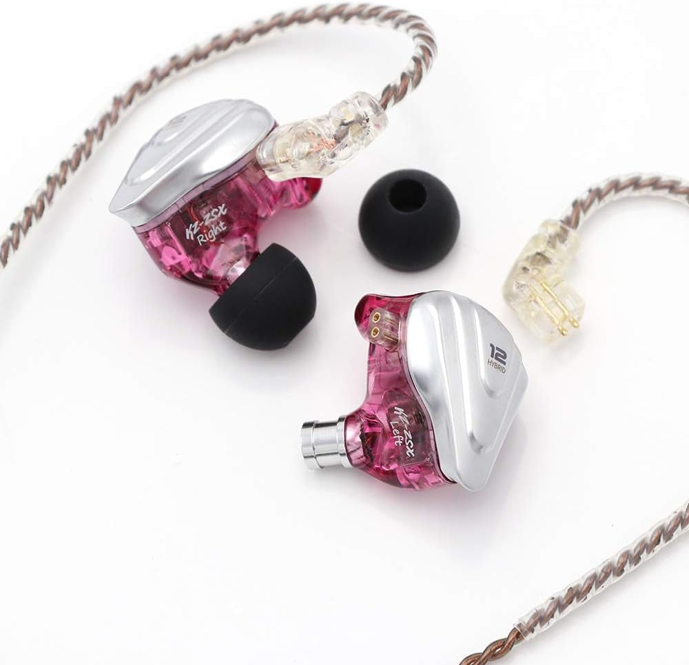 KZ ZSX 5BA+1DD Hybrid In-Ear Hi-Fi Earphones with Zinc Alloy Faceplate and Recessed 2-Pin Detachable Cable for Audiophiles (Without Microphone, Purple)