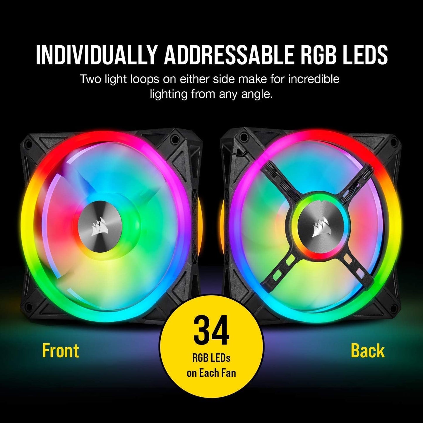 QL Series QL120 RGB 120mm LED Fan Triple Pack with Lighting Node Core
